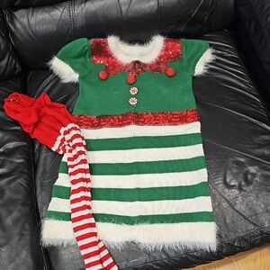 Holiday Time Green and Red Seasonal Elf Costume